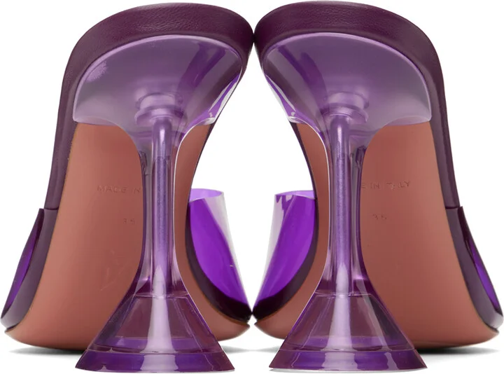 Amina Muaddi Purple Lupita Glass Slipper Heeled Sandals - Image 2