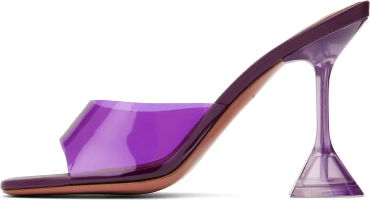 Amina Muaddi Purple Lupita Glass Slipper Heeled Sandals - Image 3
