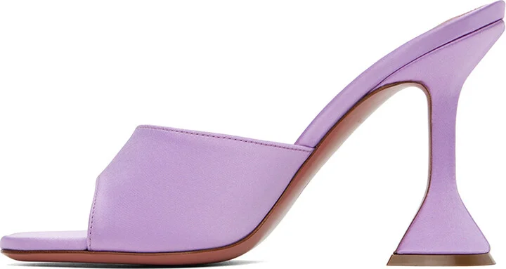 Amina Muaddi Purple Lupita Slipper Heeled Sandals - Image 3