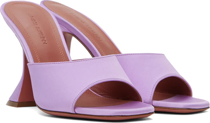 Amina Muaddi Purple Lupita Slipper Heeled Sandals - Image 4