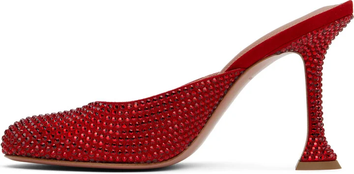 Amina Muaddi Red Iris Crystal Heels - Image 3
