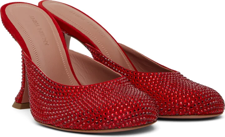 Amina Muaddi Red Iris Crystal Heels - Image 4