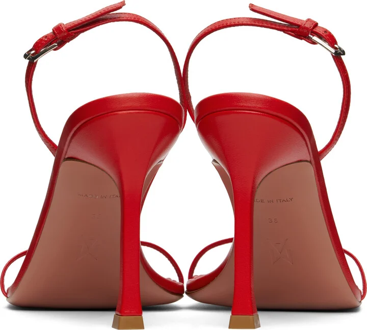 Amina Muaddi Red Maya Slingback Heeled Sandals - Image 2