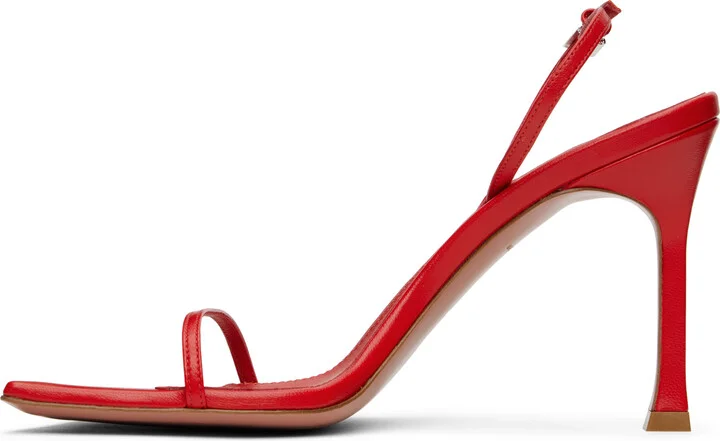 Amina Muaddi Red Maya Slingback Heeled Sandals - Image 3