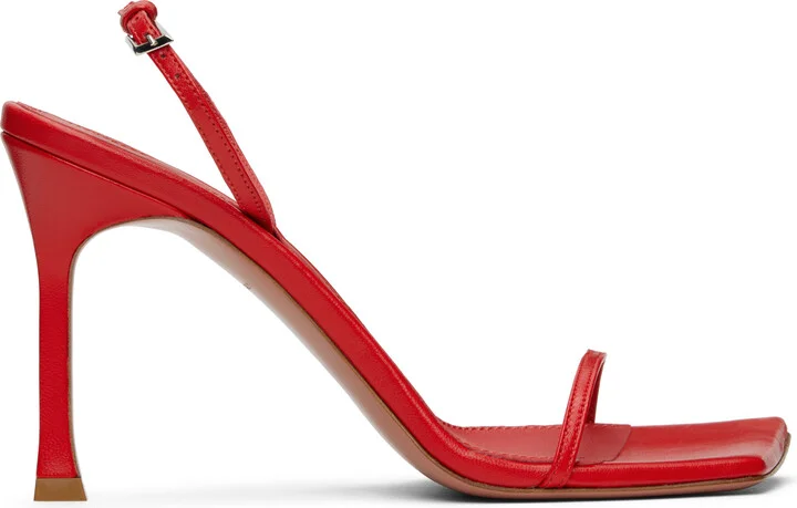 Amina Muaddi Red Maya Slingback Heeled Sandals