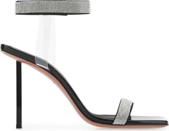 Amina Muaddi Rih Crystal Embellished Strap Heeled Sandals