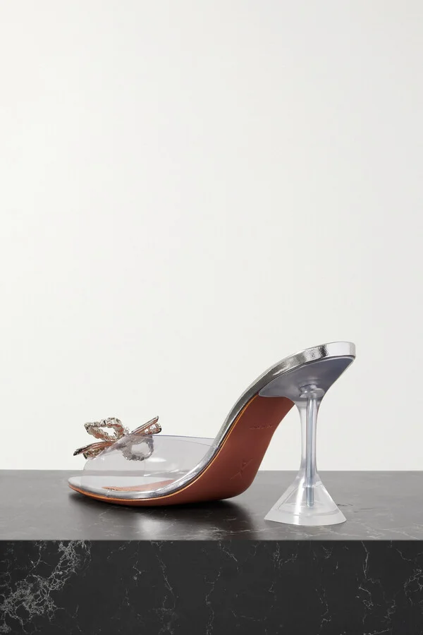 Amina Muaddi - Rosie Crystal-embellished Pvc Mules - White - Image 3