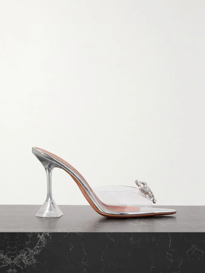 Amina Muaddi - Rosie Crystal-embellished Pvc Mules - White