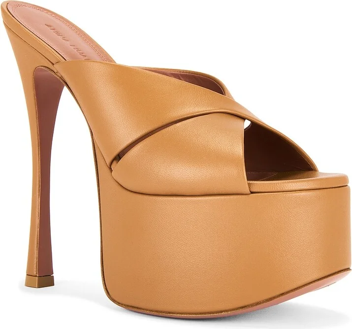 AMINA MUADDI Salma 155 Nappa Slipper Mule in Brown - Image 2