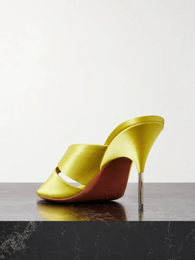 Amina Muaddi - Samantha 95 Satin Mules - Green - Image 3