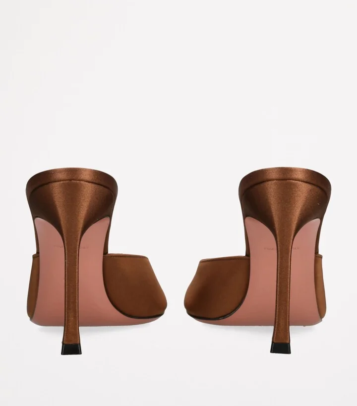 Amina Muaddi Satin Alexa Heeled Mules 95 - Image 2