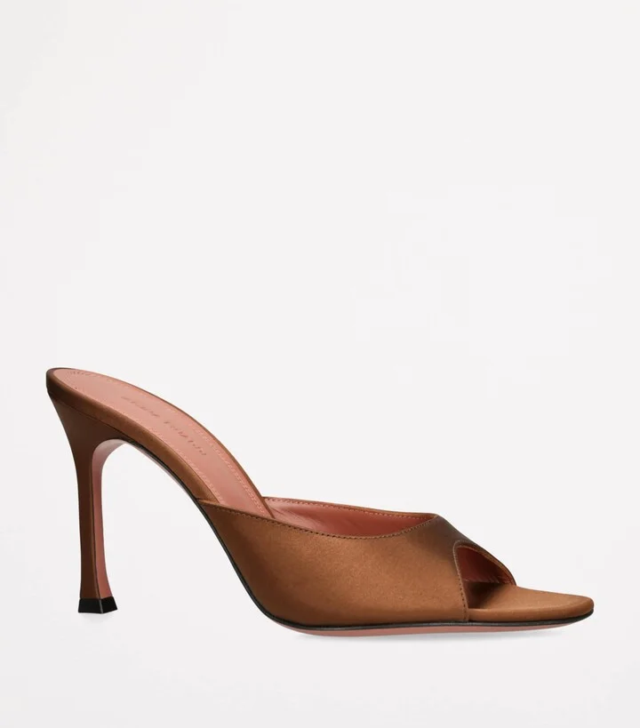 Amina Muaddi Satin Alexa Heeled Mules 95 - Image 3