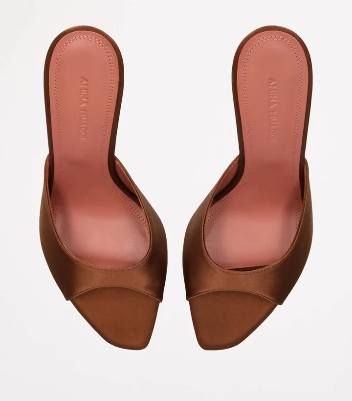 Amina Muaddi Satin Alexa Heeled Mules 95 - Image 4