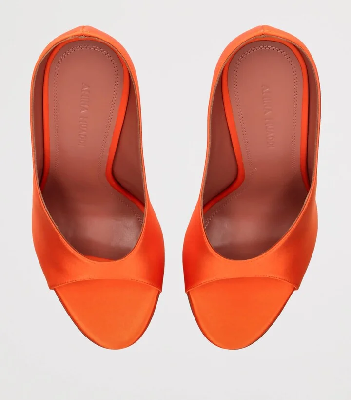 Amina Muaddi Satin Anok Heeled Slipper 105 - Image 4