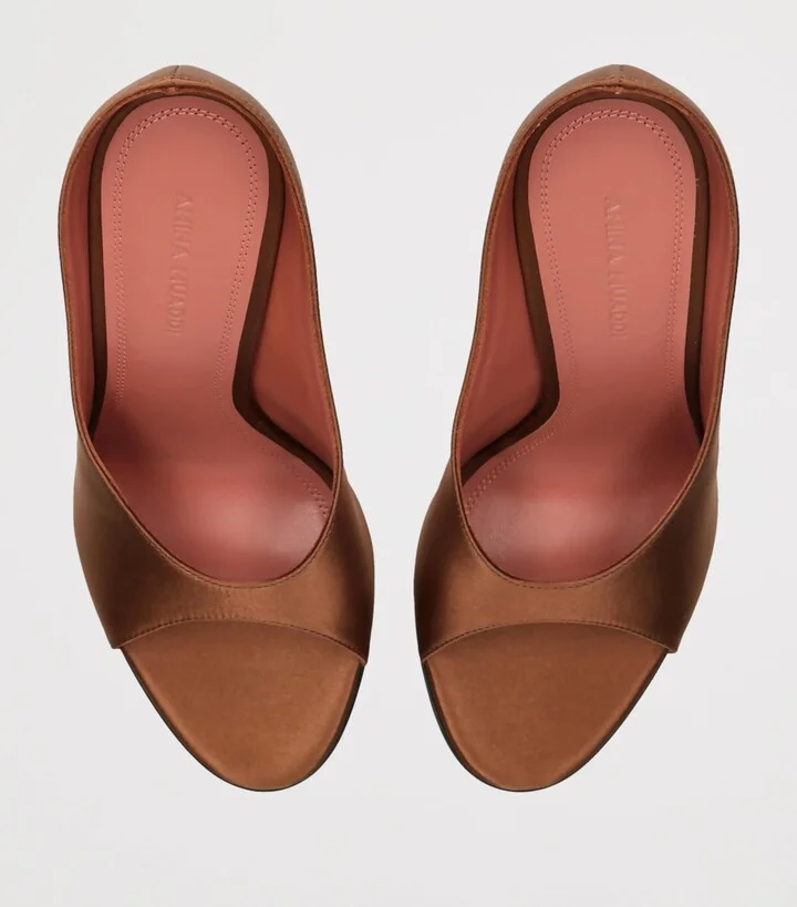 Amina Muaddi Satin Anok Heeled Slipper 105 - Image 4
