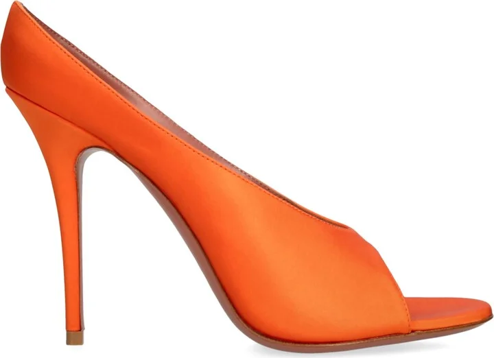 Amina Muaddi Satin Anok Heeled Slipper 105