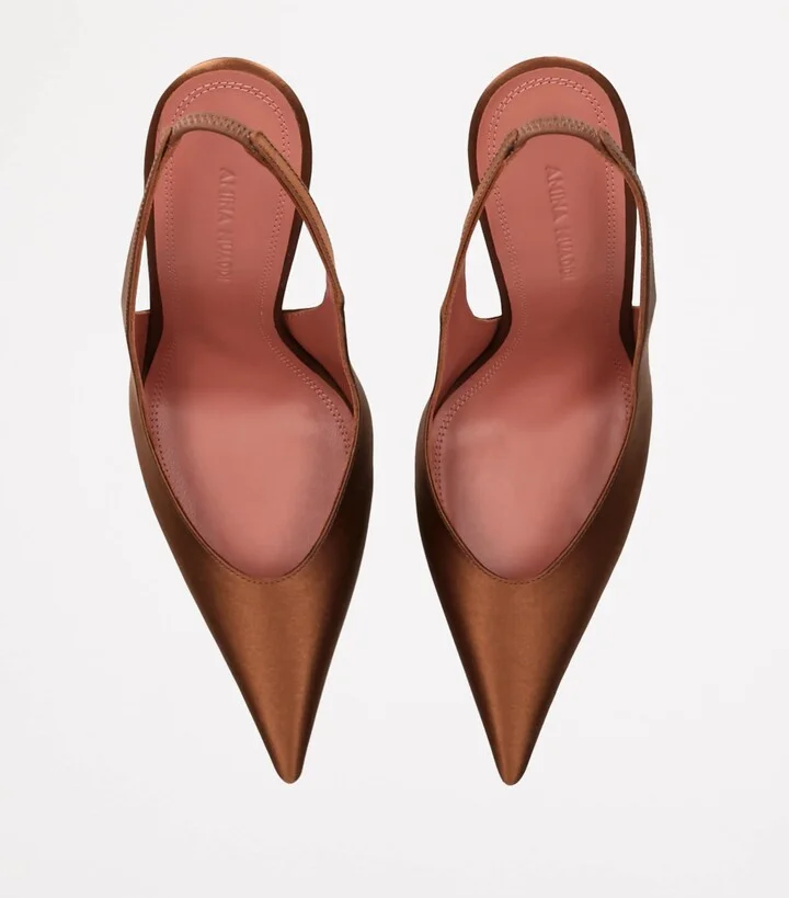 Amina Muaddi Satin Anok Slingback Pumps 105 - Image 4