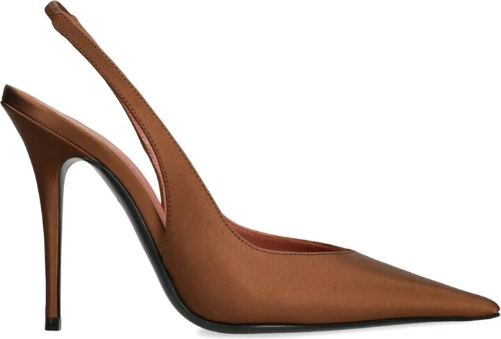 Amina Muaddi Satin Anok Slingback Pumps 105