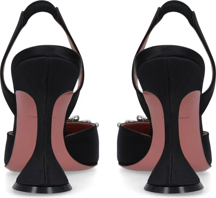 Amina Muaddi Satin Begum Slingback Heels 95 - Image 2