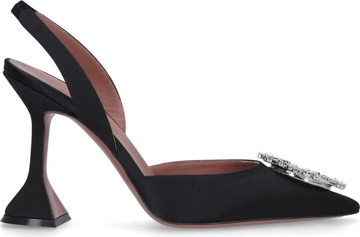 Amina Muaddi Satin Begum Slingback Heels 95