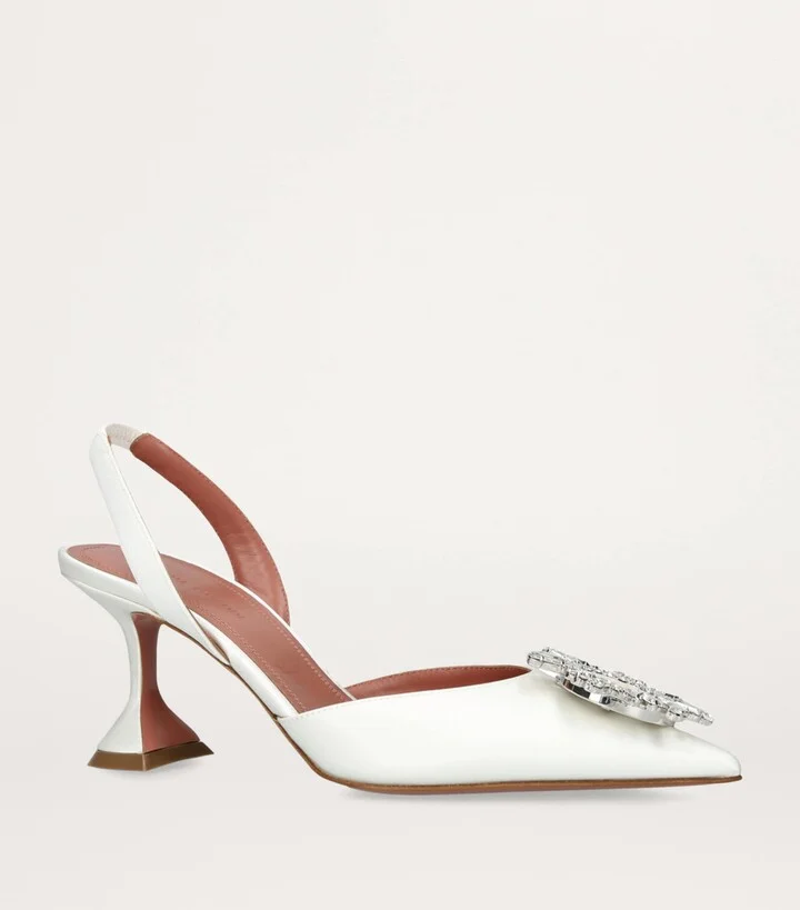 Amina Muaddi Satin Begum Slingback Pumps 70 - Image 3