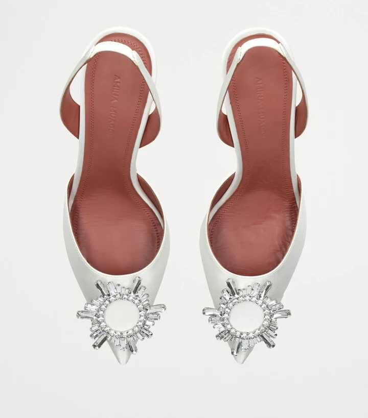 Amina Muaddi Satin Begum Slingback Pumps 70 - Image 4