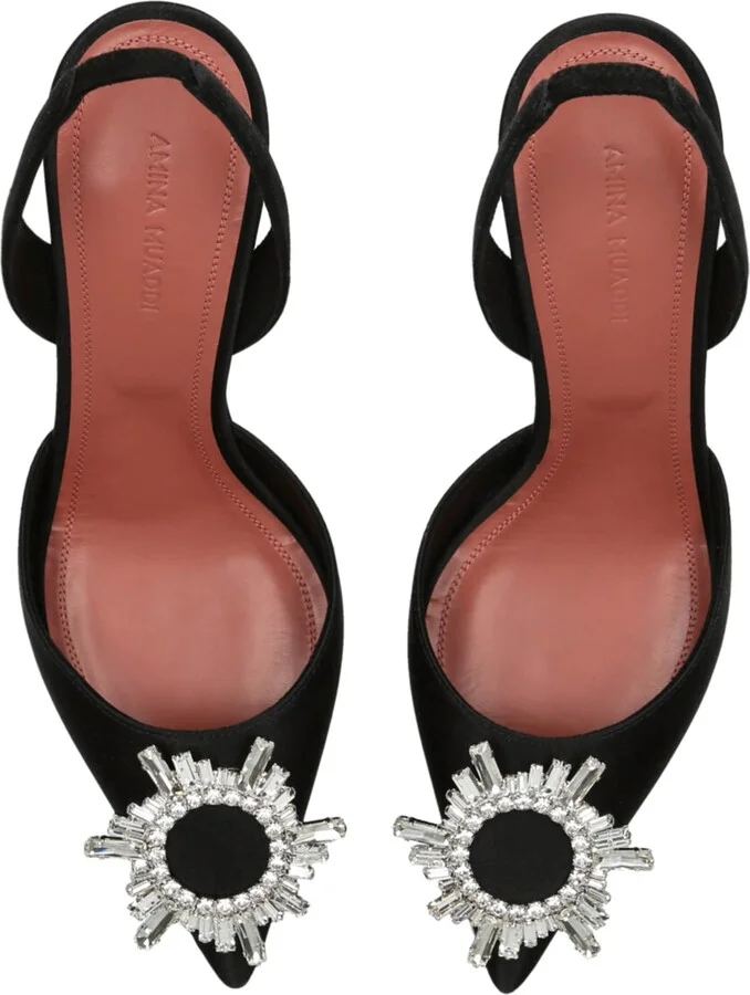 Amina Muaddi Satin Begum Slingback Pumps 70 - Image 3