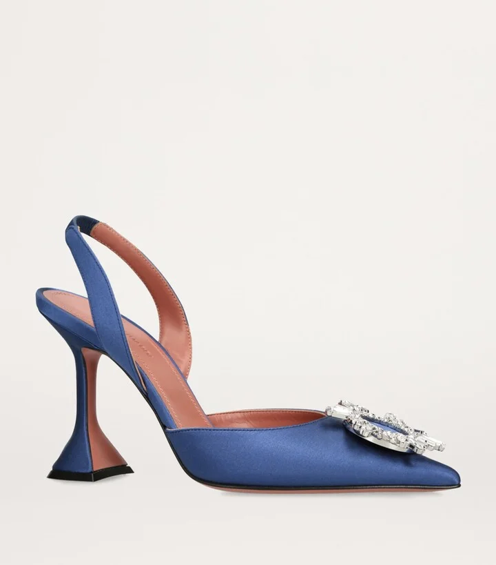 Amina Muaddi Satin Begum Slingback Pumps 95 - Image 3