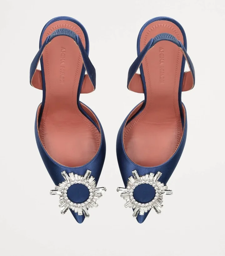 Amina Muaddi Satin Begum Slingback Pumps 95 - Image 4