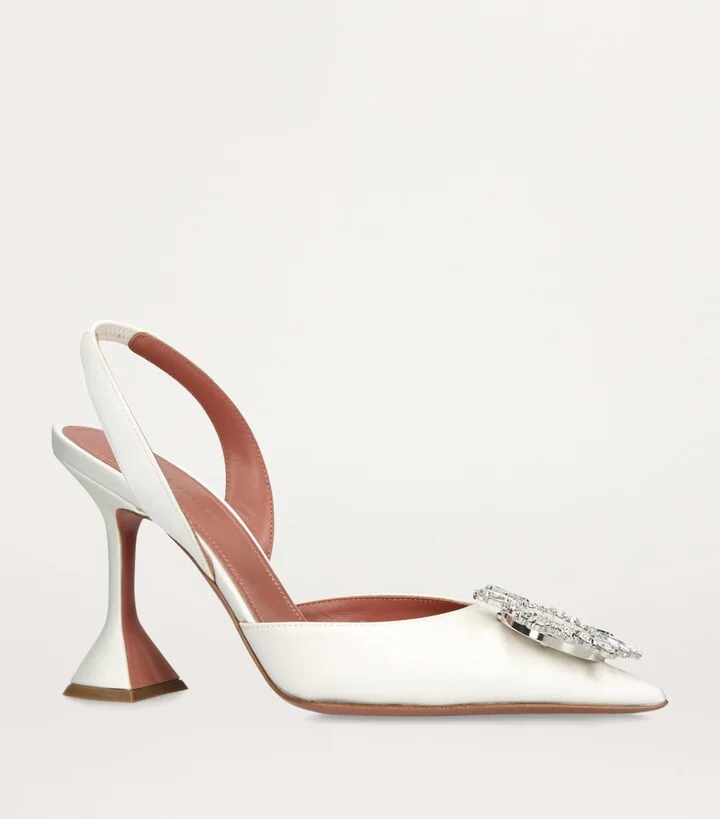 Amina Muaddi Satin Begum Slingback Pumps 95 - Image 3