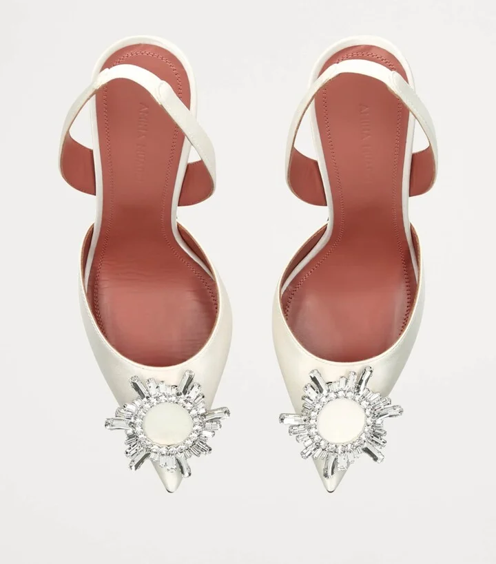 Amina Muaddi Satin Begum Slingback Pumps 95 - Image 6
