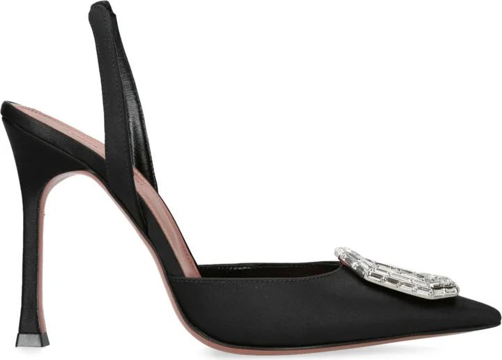 Amina Muaddi Satin Camelia Slingback Pumps 105