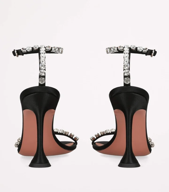 Amina Muaddi Satin Embellished Gigi Sandals 95 - Image 2