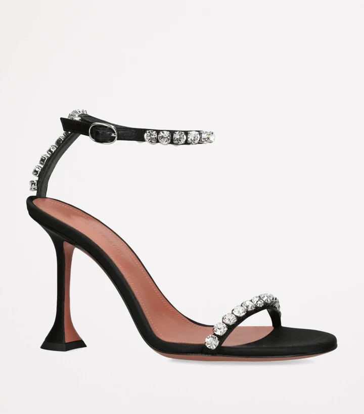 Amina Muaddi Satin Embellished Gigi Sandals 95 - Image 3