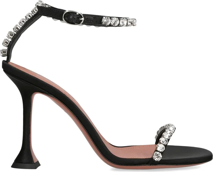Amina Muaddi Satin Embellished Gigi Sandals 95