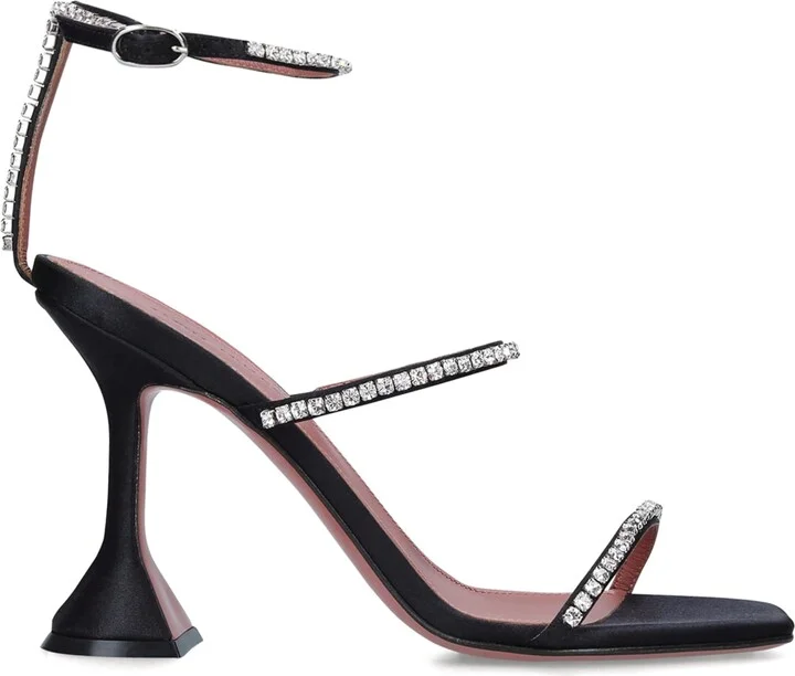 Amina Muaddi Satin Embellished Gilda Sandals 95