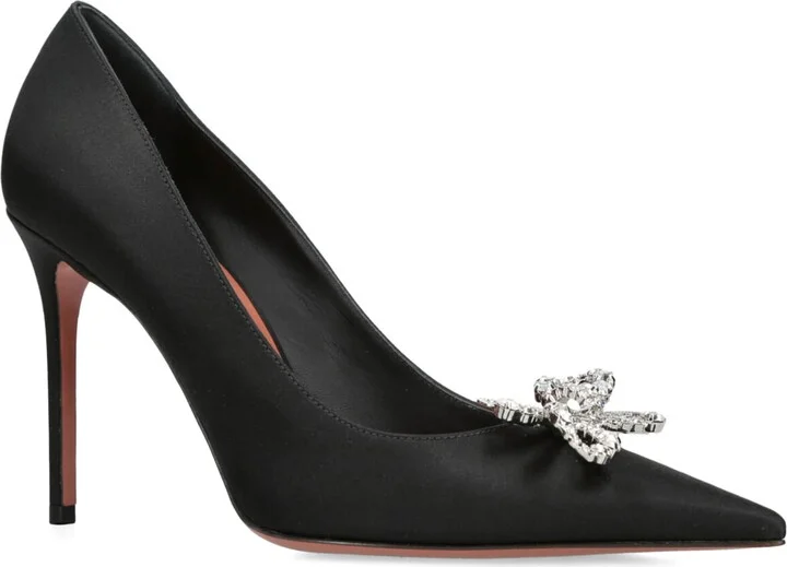 Amina Muaddi Satin Embellished Rosie Pumps 95 - Image 3