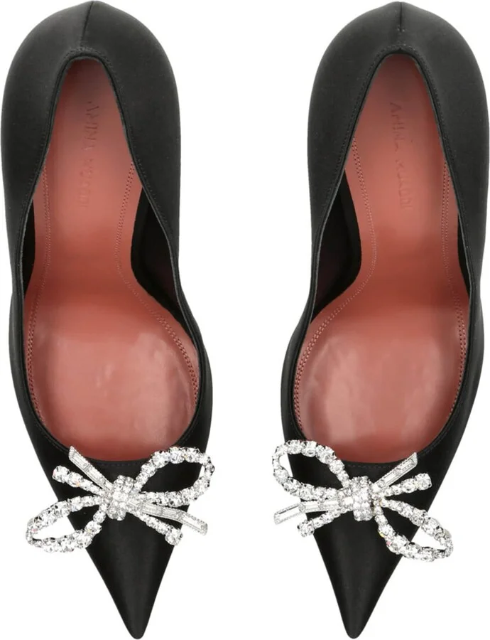 Amina Muaddi Satin Embellished Rosie Pumps 95 - Image 4