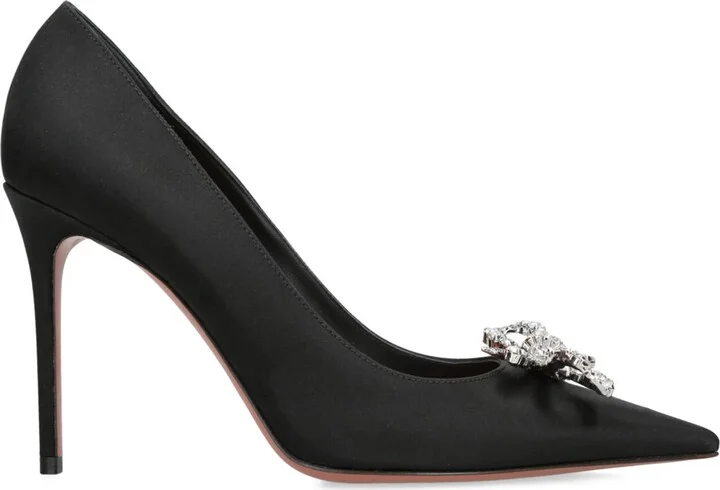 Amina Muaddi Satin Embellished Rosie Pumps 95