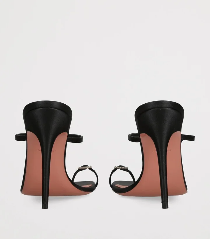 Amina Muaddi Satin Heeled Sandals 105 - Image 2