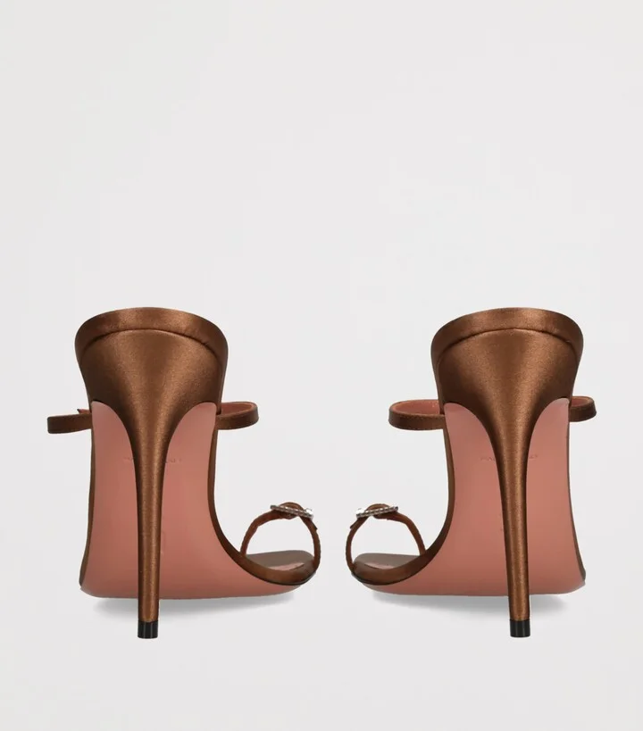 Amina Muaddi Satin Heeled Sandals 105 - Image 2