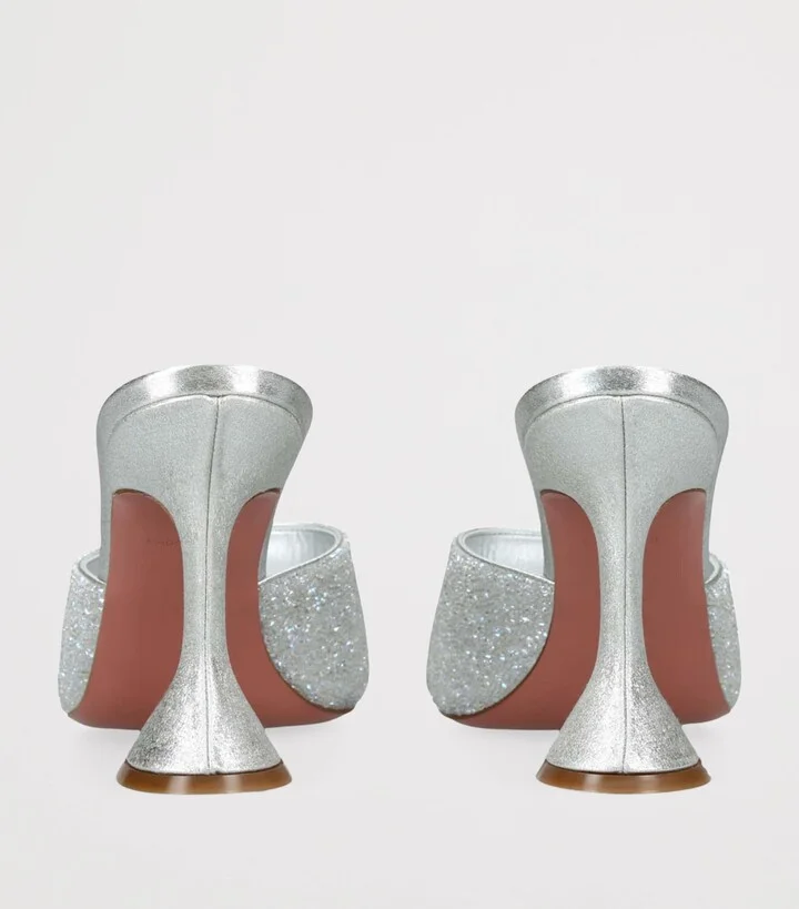 Amina Muaddi Satin Lupita Crystal Dust Heeled Mules 95 - Image 2