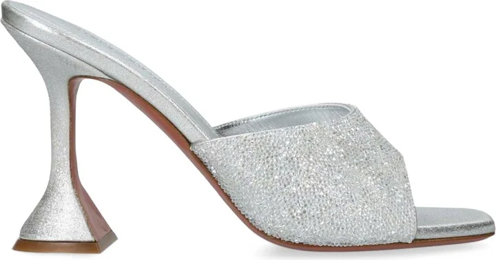 Amina Muaddi Satin Lupita Crystal Dust Heeled Mules 95
