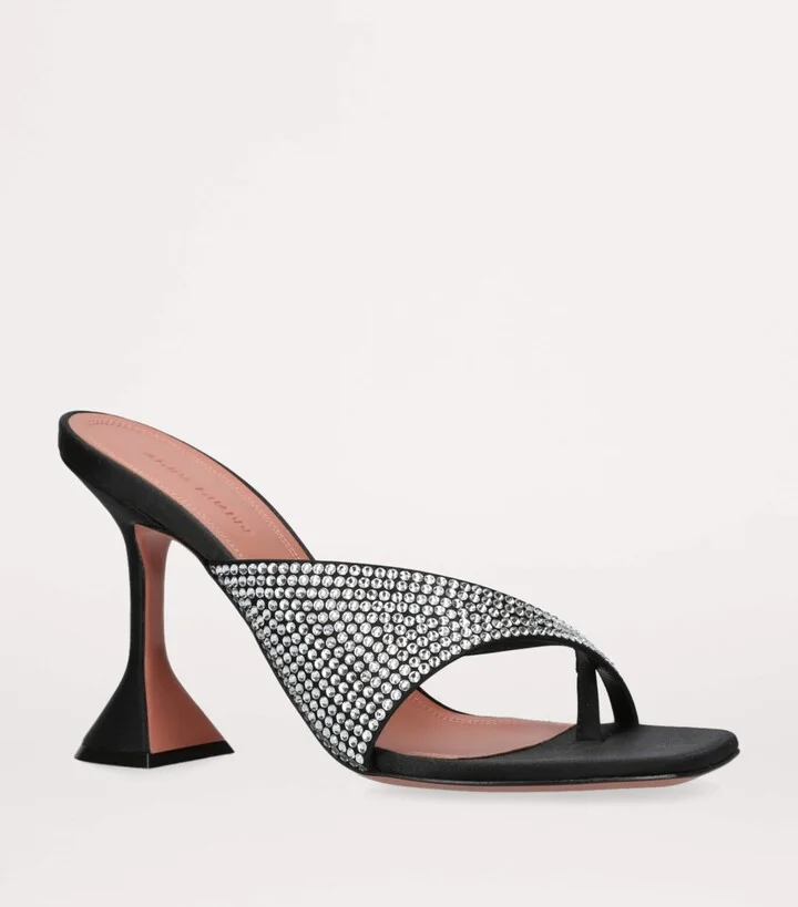 Amina Muaddi Satin Shiona Mules 95 - Image 3