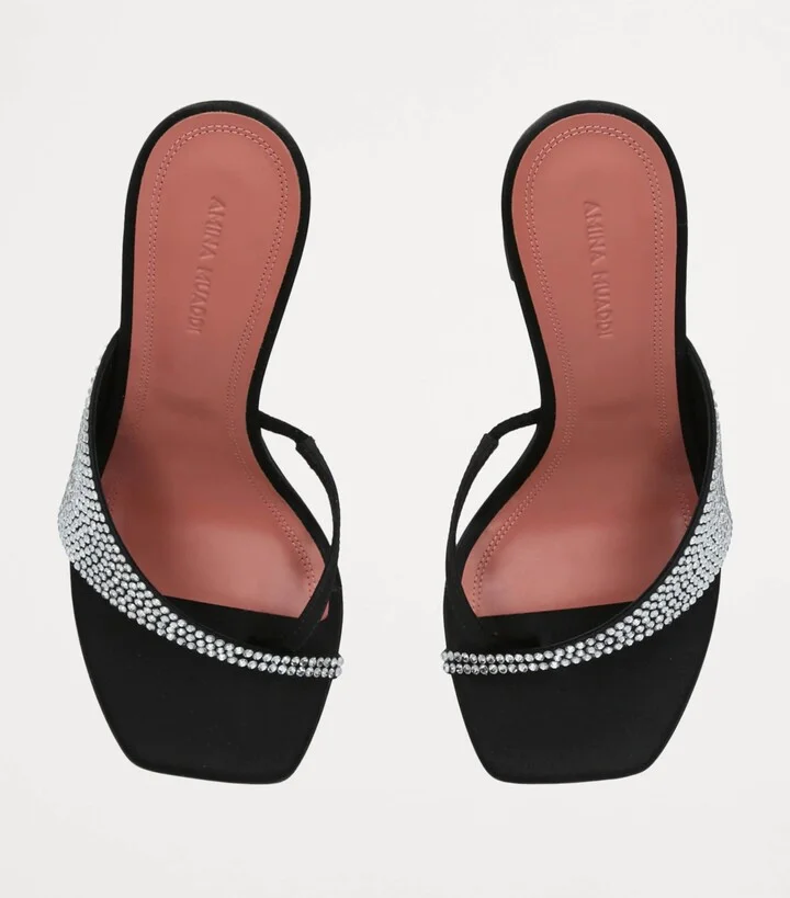 Amina Muaddi Satin Shiona Mules 95 - Image 4