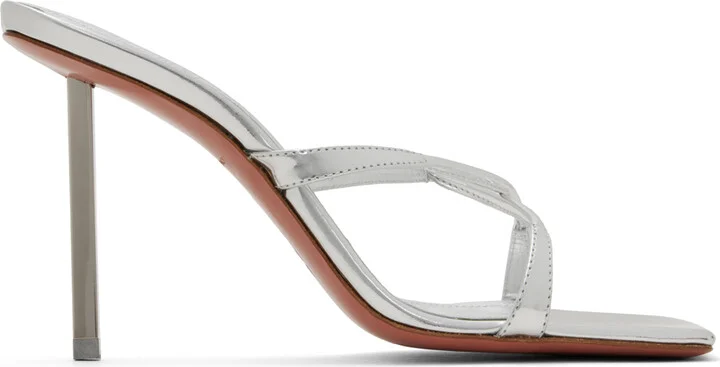 Amina Muaddi Silver Adriana Slipper 95 Heeled Sandals