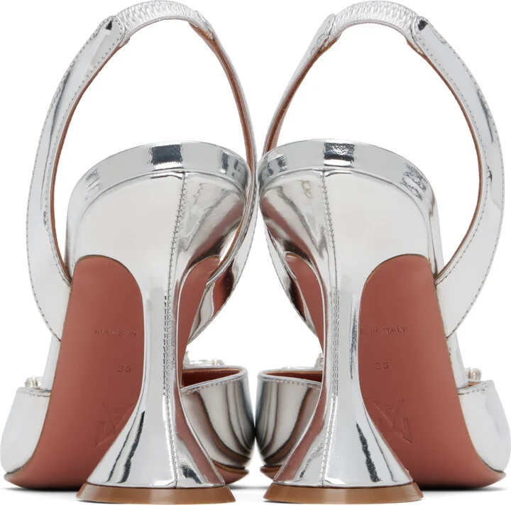 Amina Muaddi Silver Begum Sling Heels - Image 2