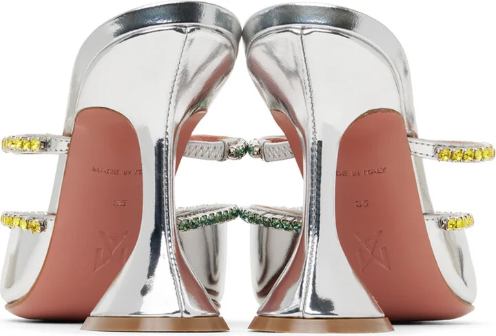 Amina Muaddi Silver Gilda Mules - Image 2