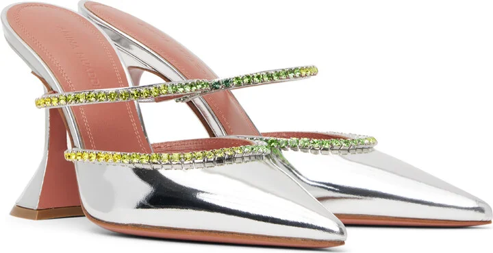 Amina Muaddi Silver Gilda Mules - Image 4