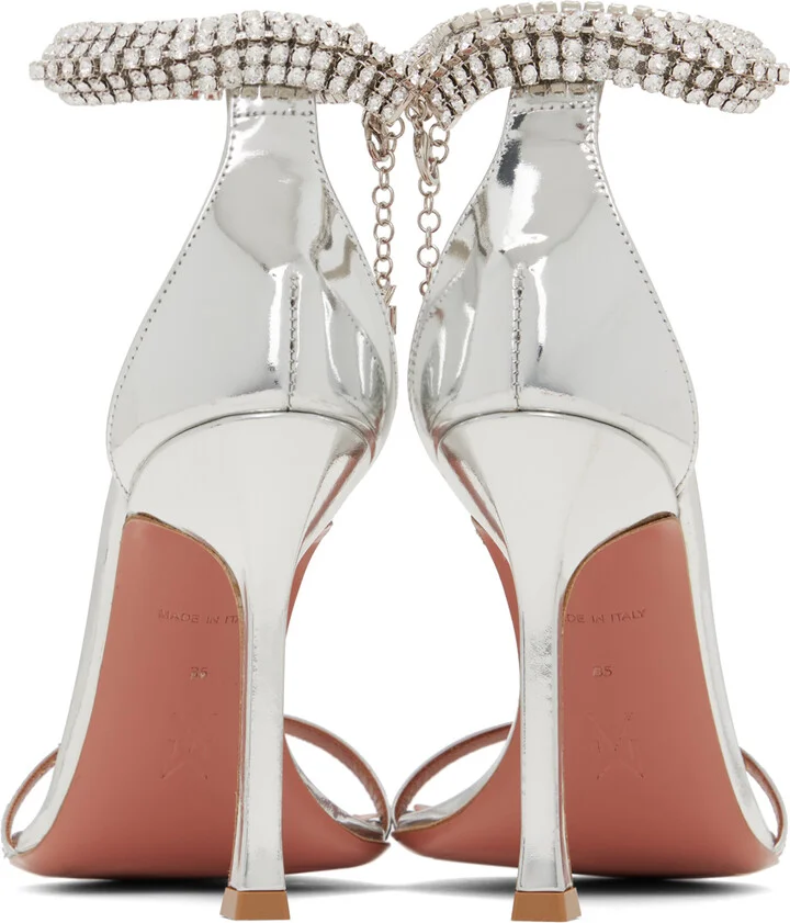 Amina Muaddi Silver Iman Sandal Heeled Sandals - Image 2